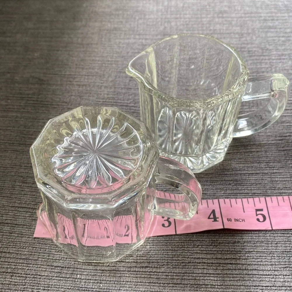 Vintage Clear Glass Creamer Pitcher Pair